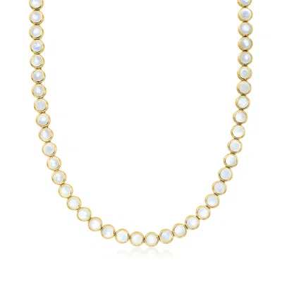 Ross-simons Bezel-set Mother-of-pearl Necklace In 18kt Gold Over Sterling In Multi