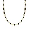 Ross-simons Bezel-set Onyx And Mother-of-pearl Station Necklace In 18kt Gold Over Sterling