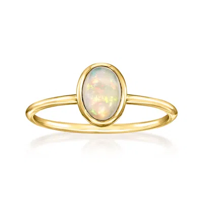 Ross-simons Bezel-set Opal Ring In 14kt Yellow Gold