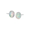 Ross-simons Bezel-set Opal Stud Earrings In Sterling Silver In Metallic