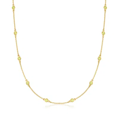 Ross-simons Bezel-set Peridot Station Necklace In 18kt Gold Over Sterling In Multi