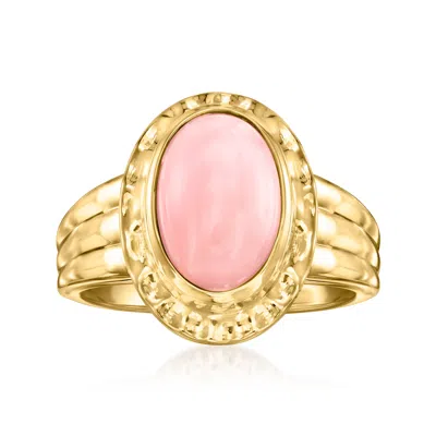 Ross-simons Bezel-set Pink Opal Ring In 18kt Gold Over Sterling