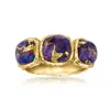Ross-simons Bezel-set Purple Turquoise 3-stone Ring In 18kt Gold Over Sterling In Purple