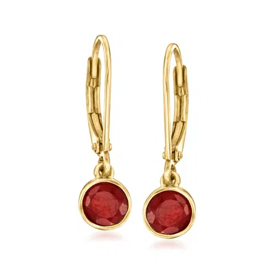 Ross-simons Bezel-set Ruby Drop Earrings In 18kt Gold Over Sterling In Red