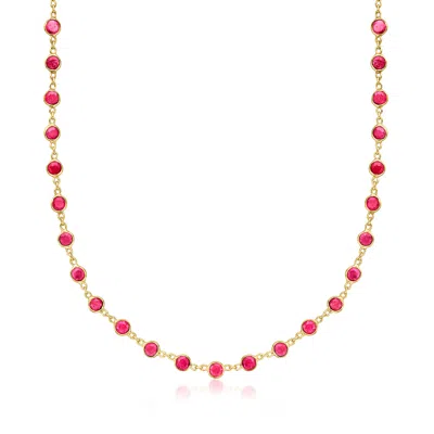 Ross-simons Bezel-set Ruby Necklace In 18kt Gold Over Sterling In Multi