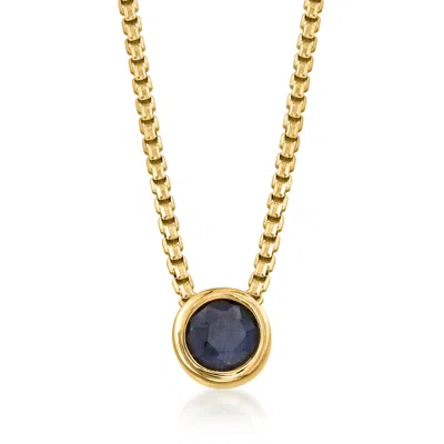 Ross-simons Bezel-set Sapphire Adjustable Necklace In 18kt Gold Over Sterling In Blue