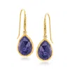 Ross-simons Bezel-set Sapphire Drop Earrings In 18kt Gold Over Sterling