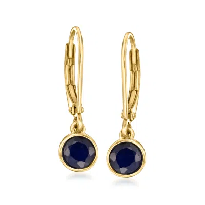 Ross-simons Bezel-set Sapphire Drop Earrings In 18kt Gold Over Sterling In Blue