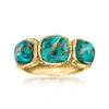 Ross-simons Bezel-set Turquoise 3-stone Ring In 18kt Gold Over Sterling In Blue