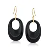 Ross-simons Black Agate Oval Drop Earrings With 14kt Yellow Gold In Black