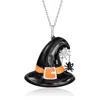 Ross-simons Black And Orange Enamel Witch Hat Pendant Necklace In Sterling Silver In Black