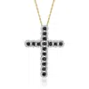 Ross-simons Black And White Cross Pendant Necklace In 18kt Gold Over Sterling In Multi