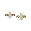 Ross-simons Black And White Diamond Bumblebee Earrings In 18kt Gold Over Sterling In White