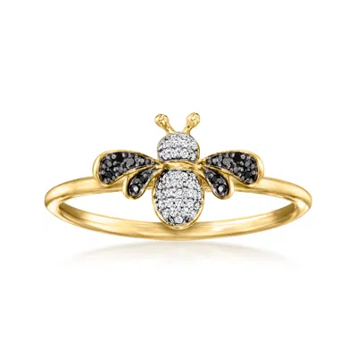 Ross-simons Black And White Diamond Bumblebee Ring In 18kt Gold Over Sterling