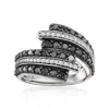 Ross-simons Black And White Diamond Bypass Ring In Sterling Silver In Neutral