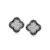 Ross-simons Black And White Diamond Clover Earrings In Sterling Silver In Black