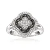Ross-simons Black And White Diamond Clover Ring In Sterling Silver. In Silver