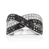 Ross-simons Black And White Diamond Crisscross Ring In Sterling Silver In Black