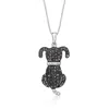 Ross-simons Black And White Diamond Dog Pendant Necklace In Sterling Silver In Multi