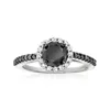 Ross-simons Black And White Diamond Halo Ring In Sterling Silver