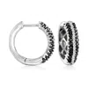 Ross-simons Black And White Diamond Huggie Hoop Earrings In Sterling Silver In Multi