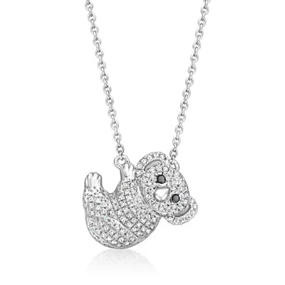 Ross-simons Black And White Diamond Koala Necklace In Sterling Silver In Multi