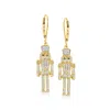 Ross-simons Black And White Diamond Nutcracker Drop Earrings In 18kt Gold Over Sterling In Gold
