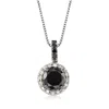 Ross-simons Black And White Diamond Pendant Necklace In Sterling Silver In Multi