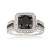 Ross-simons Black And White Diamond Ring In Sterling Silver In White