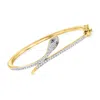 Ross-simons Black And White Diamond Snake Bangle Bracelet In 18kt Gold Over Sterling