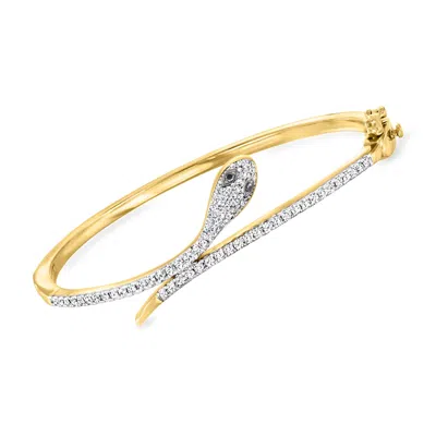 Ross-simons Black And White Diamond Snake Bangle Bracelet In 18kt Gold Over Sterling In Multi