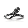 Ross-simons Black And White Diamond Snake Bypass Ring In Sterling Silver