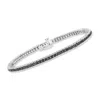 Ross-simons Black And White Diamond Tennis Bracelet In Sterling Silver In Black