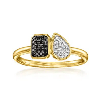 Ross-simons Black And White Diamond Toi Et Moi Ring In 18kt Gold Over Sterling