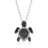 Ross-simons Black And White Diamond Turtle Pendant Necklace In Sterling Silver In Multi