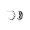 Ross-simons Black And White Diamond Twisted Striped J-hoop Earrings In Sterling Silver In Black