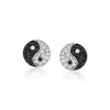 Ross-simons Black And White Diamond Yin-yang Earrings In Sterling Silver