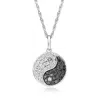 Ross-simons Black And White Yin-yang Pendant Necklace In Sterling Silver