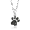 Ross-simons Black Diamond-accented Paw Print Pendant Necklace In Sterling Silver In Multi