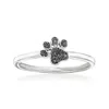 Ross-simons Black Diamond-accented Paw Print Ring In Sterling Silver In Black