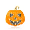 Ross-simons Black Diamond And Orange Enamel Jack-o'-lantern Pin/pendant In 18kt Gold Over Sterling In Orange