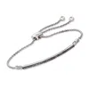 Ross-simons Black Diamond Bar Bolo Bracelet In Sterling Silver In White