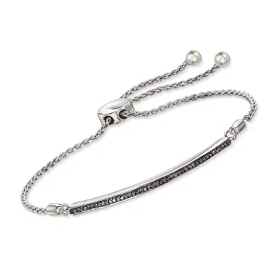 Ross-simons Black Diamond Bar Bolo Bracelet In Sterling Silver In White