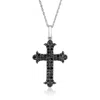 Ross-simons Black Diamond Cross Pendant Necklace In Sterling Silver In Metallic