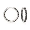 Ross-simons Black Diamond Inside-outside Hoop Earrings In Sterling Silver In White