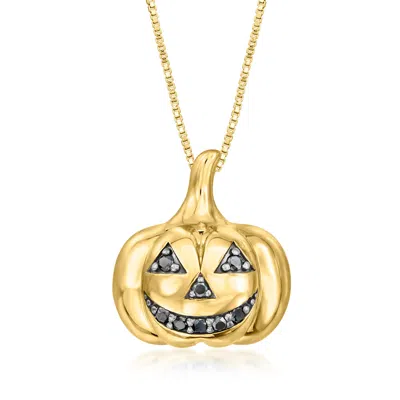 Ross-simons Black Diamond Jack-o'-lantern Pendant Necklace In 18kt Gold Over Sterling