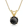 Ross-simons Black Diamond Solitaire Necklace In 14kt Yellow Gold In Multi