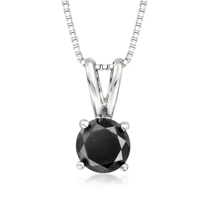 Ross-simons Black Diamond Solitaire Necklace In Sterling Silver In Multi