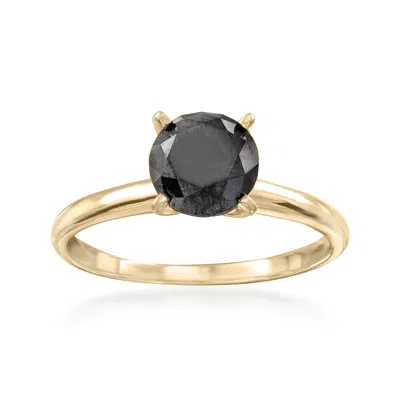 Ross-simons Black Diamond Solitaire Ring In 14kt Yellow Gold In White