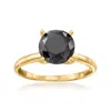 Ross-simons Black Diamond Solitaire Ring In 14kt Yellow Gold In White